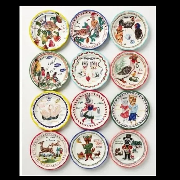 Anthropologie Dining New Anthropologie Set 2 Nathalie Lete Twelve Days Of Christmas Dessert Plates Poshmark
